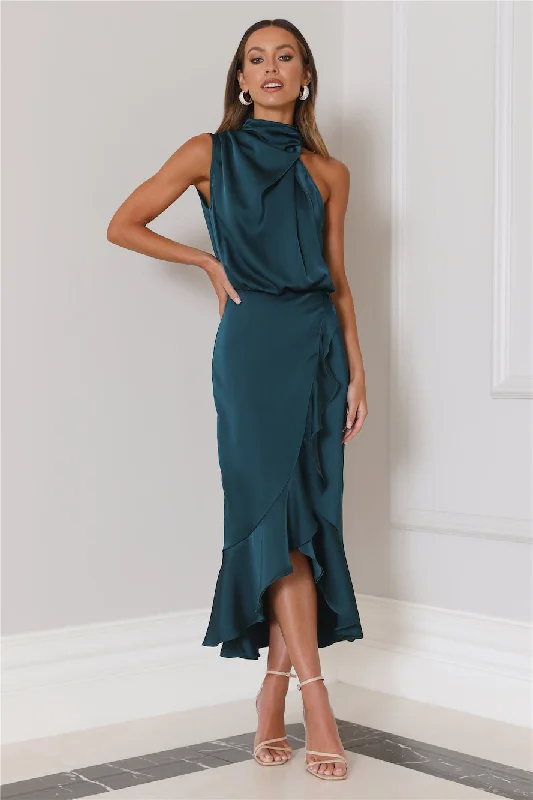 Party To Go Midi Dress Teal