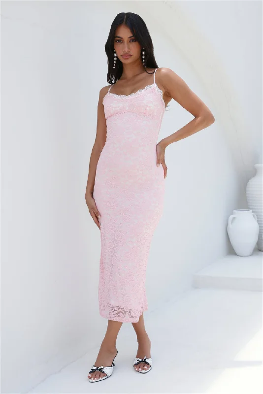 Soft And Dainty Lace Maxi Dress Pink