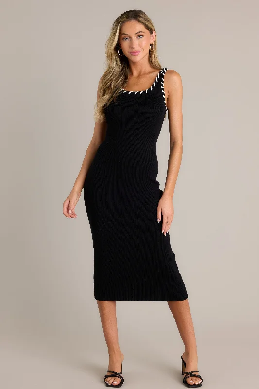 Twilight Enchantment Black Bodycon Midi Dress