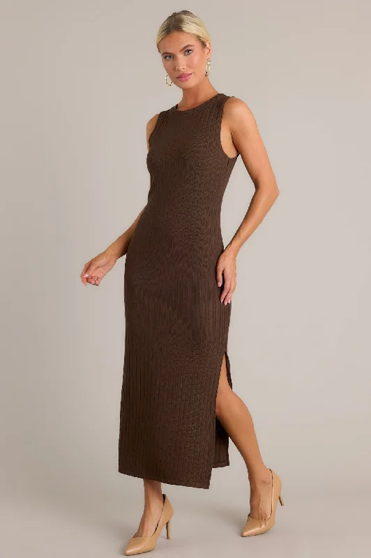 Z Supply Raewyn Dark Chocolate Rib Midi Dress