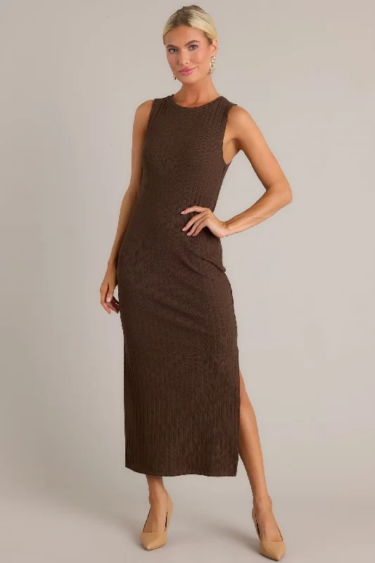 Z Supply Raewyn Dark Chocolate Rib Midi Dress