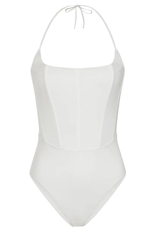 After Sun | White Corset Halter Swimsuit