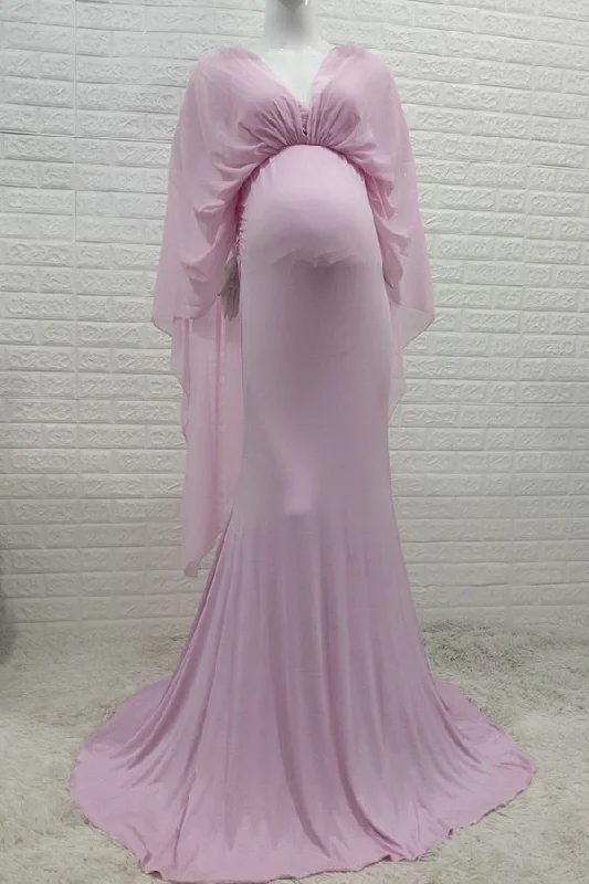 Bat Sleeves Mermaid V-neck Pregnancy Gown