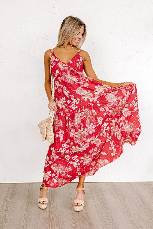 Beachside Bliss Maxi Dress in Red