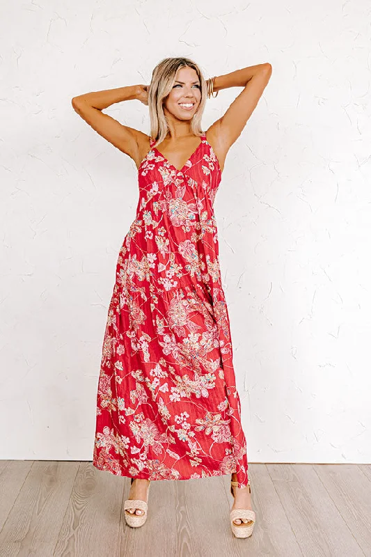 Beachside Bliss Maxi Dress in Red