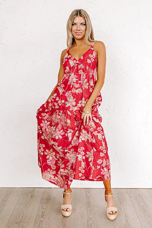 Beachside Bliss Maxi Dress in Red