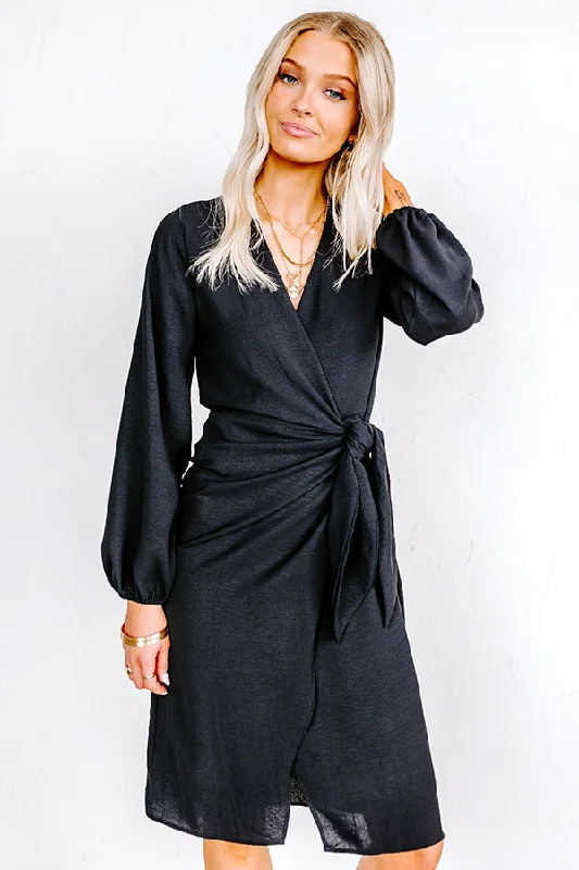 Effortless Nights Wrap Dress In Black