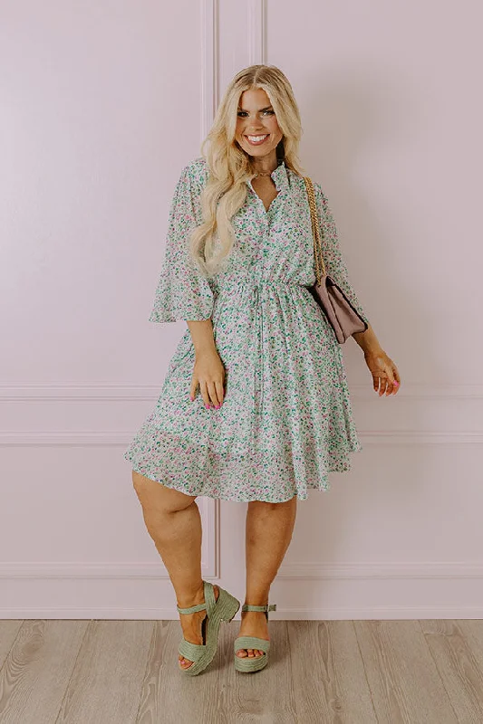 Headed Down Memory Lane Dress In Mint Curves