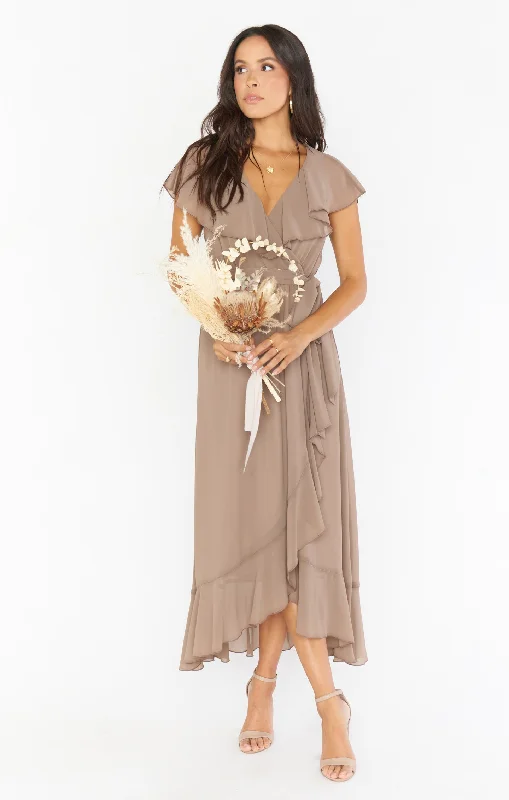 Jess Ruffle Midi Dress ~ Dune Chiffon