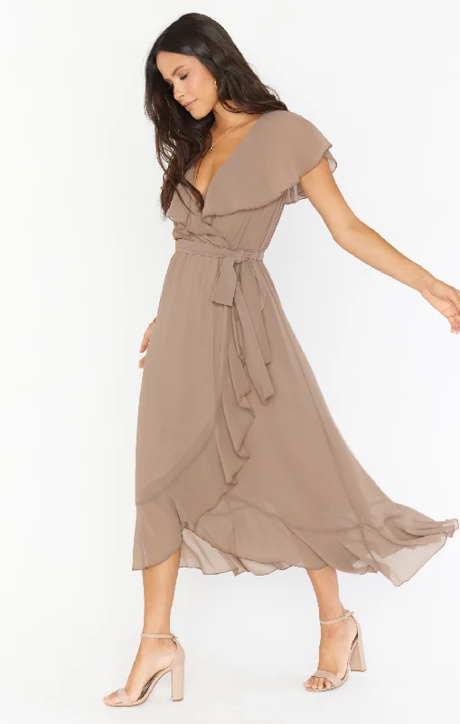 Jess Ruffle Midi Dress ~ Dune Chiffon