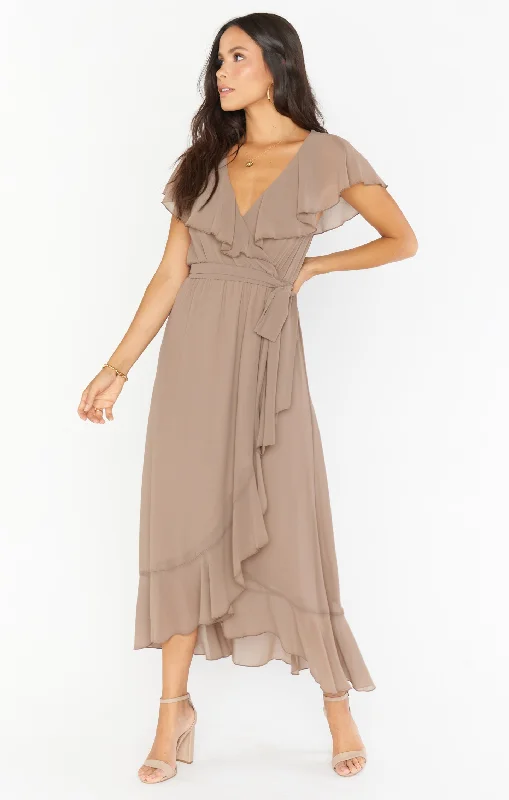 Jess Ruffle Midi Dress ~ Dune Chiffon