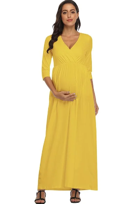 Maxi Wrap Nursing Long Maternity Dress