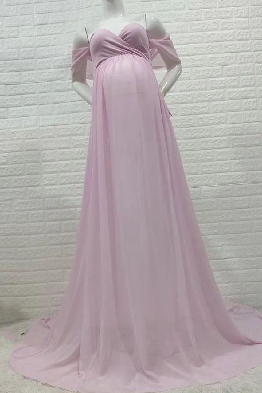 Off-the-shoulder Sweetheart See-through Beach Maternity Gown