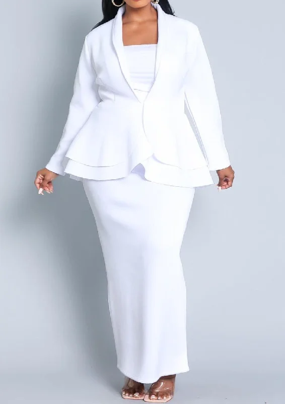 Hi Curvy Plus Size Women Peplum Jacket and Maxi Skirt Set