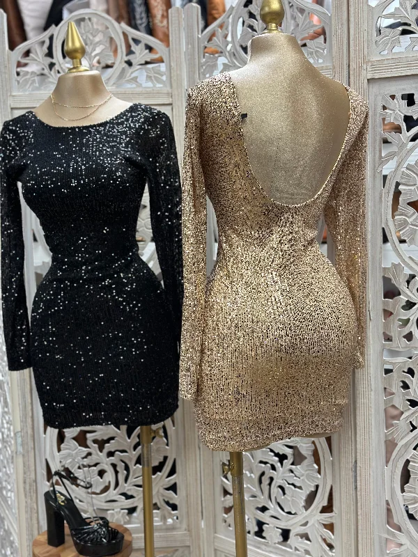 Scoop Back Sequin Mini Dress