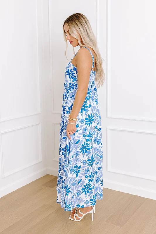 Tranquil Time Floral Midi in Blue