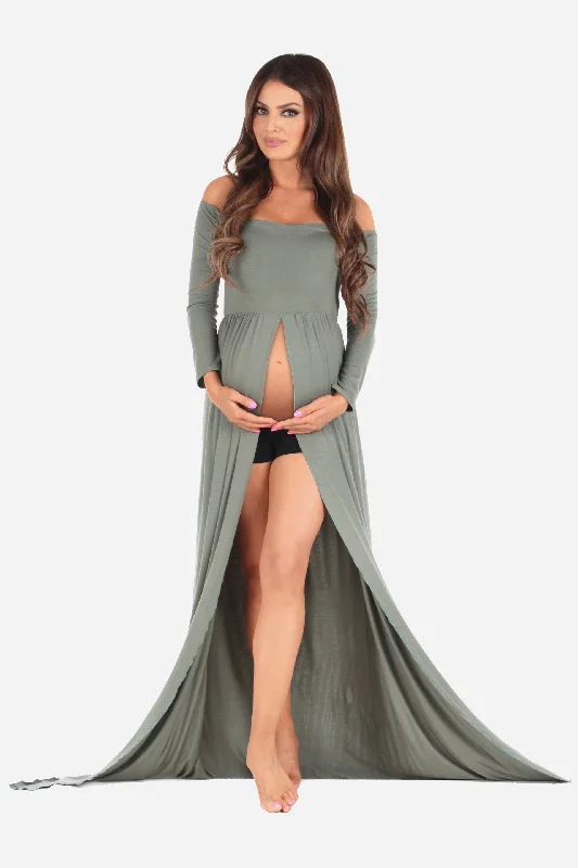 Mother Bee Maternity Off Shoulder Maternity Gown For Photoshoots