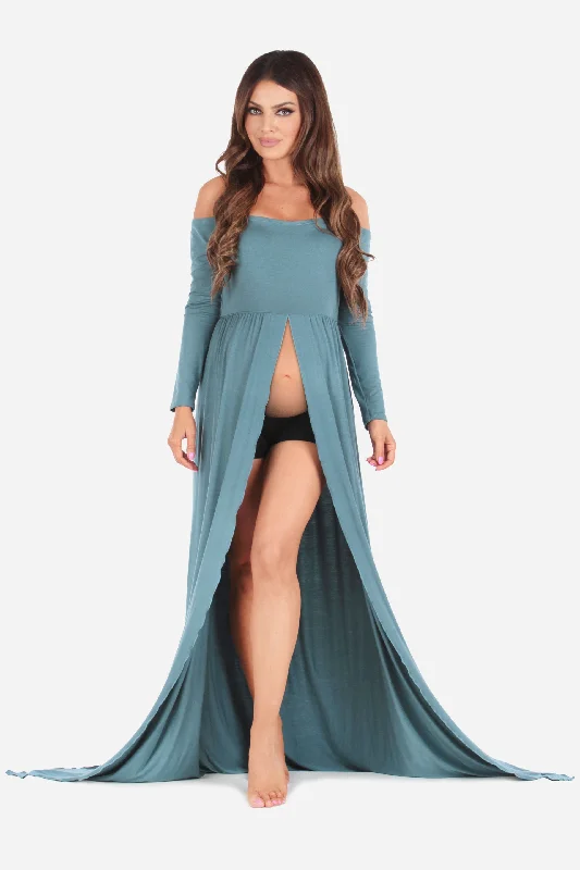 Mother Bee Maternity Off Shoulder Maternity Gown For Photoshoots