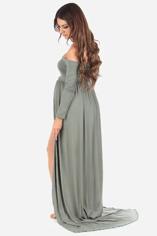 Mother Bee Maternity Off Shoulder Maternity Gown For Photoshoots