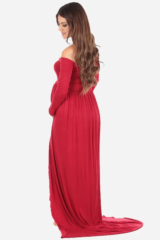 Mother Bee Maternity Off Shoulder Maternity Gown For Photoshoots