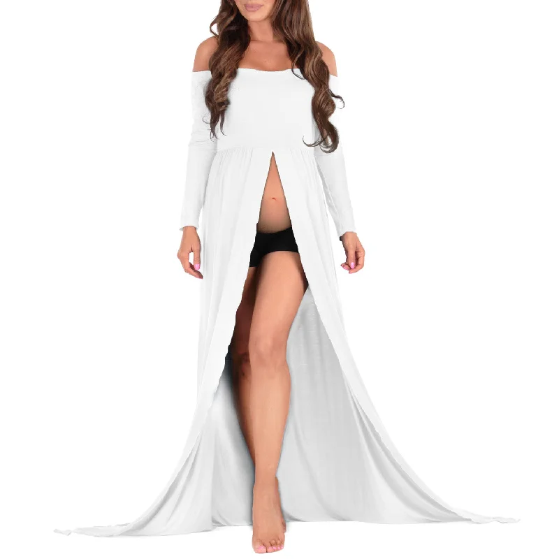 Mother Bee Maternity Off Shoulder Maternity Gown For Photoshoots