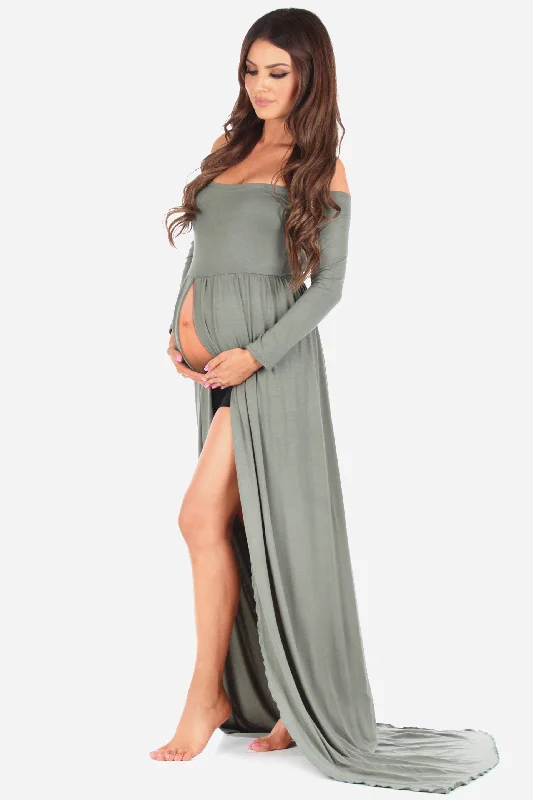 Mother Bee Maternity Off Shoulder Maternity Gown For Photoshoots