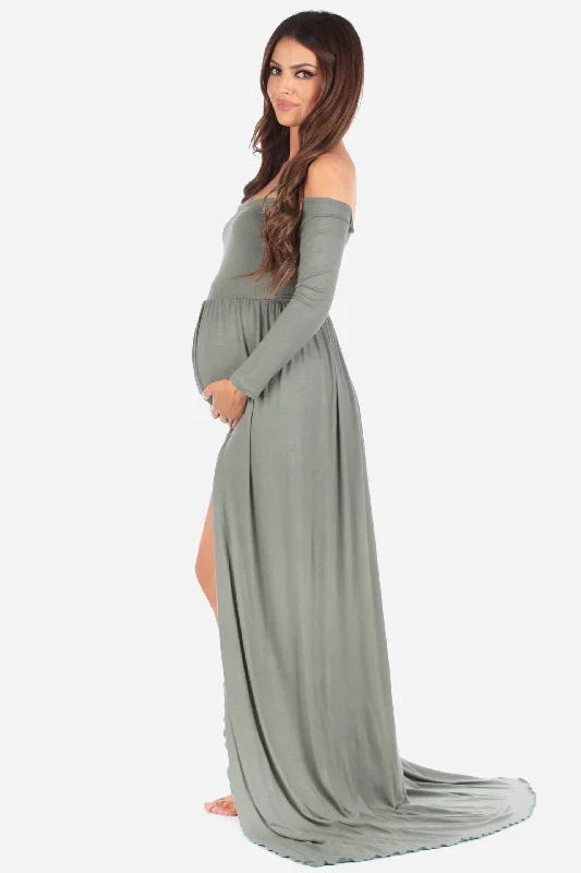 Mother Bee Maternity Off Shoulder Maternity Gown For Photoshoots