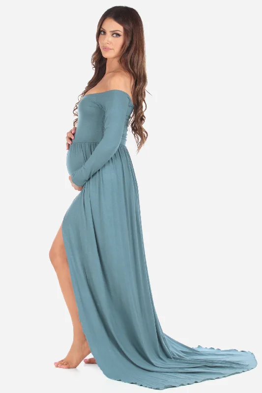 Mother Bee Maternity Off Shoulder Maternity Gown For Photoshoots