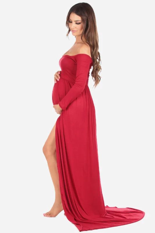 Mother Bee Maternity Off Shoulder Maternity Gown For Photoshoots