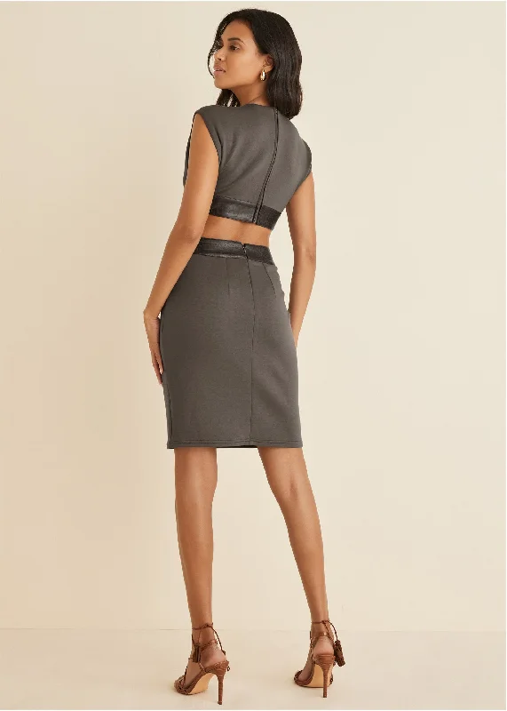 Luxe scuba cutout dress - Brown