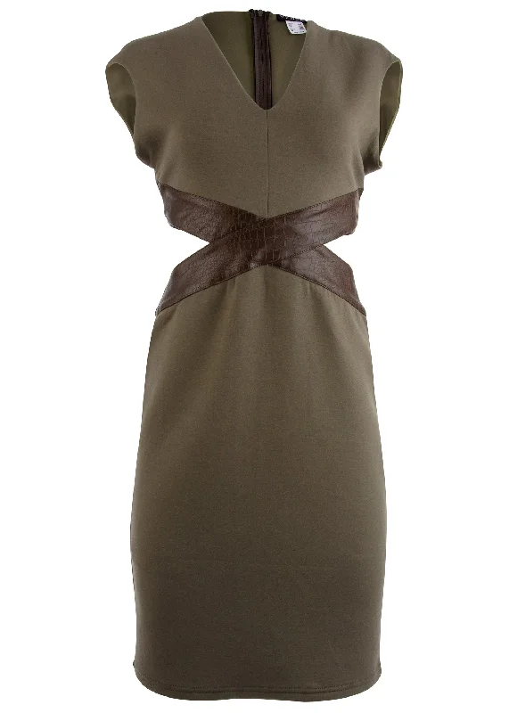 Luxe scuba cutout dress - Brown