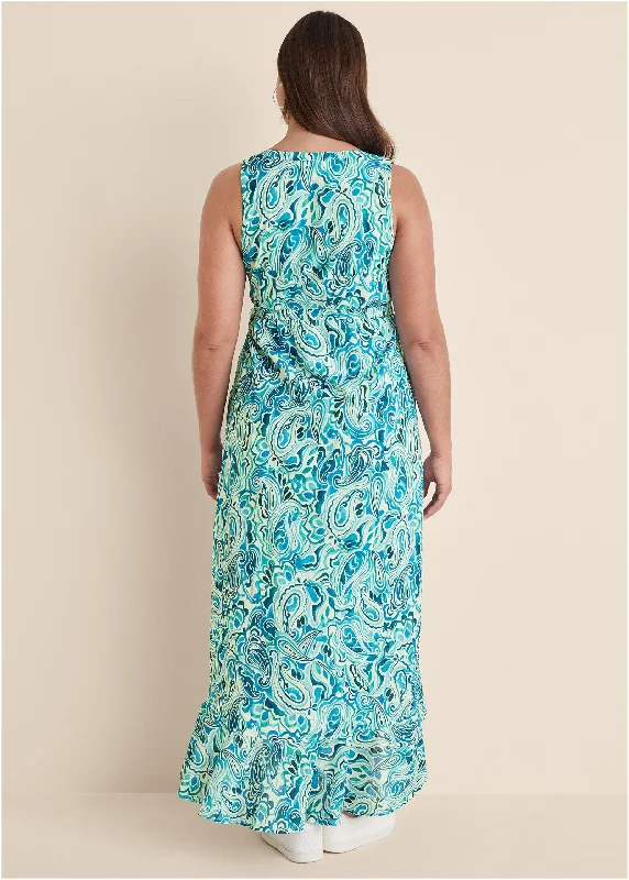 High-low wrap dress - Pisces Paisley