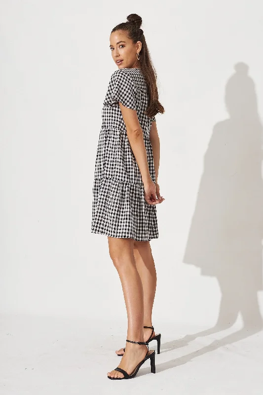 Adeline Shirt Dress In Black And White Gingham