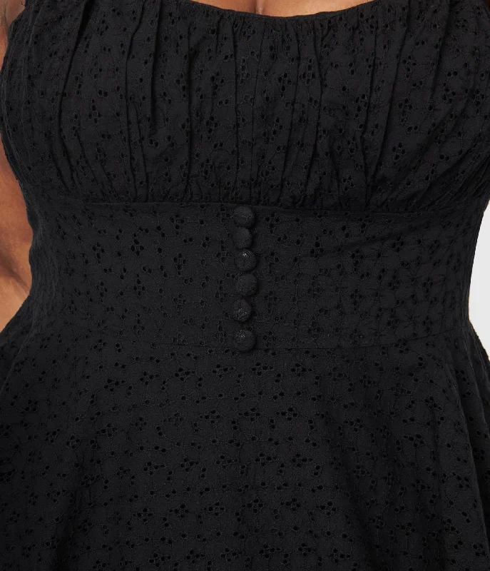 Black Eyelet Bianca Swing Dress