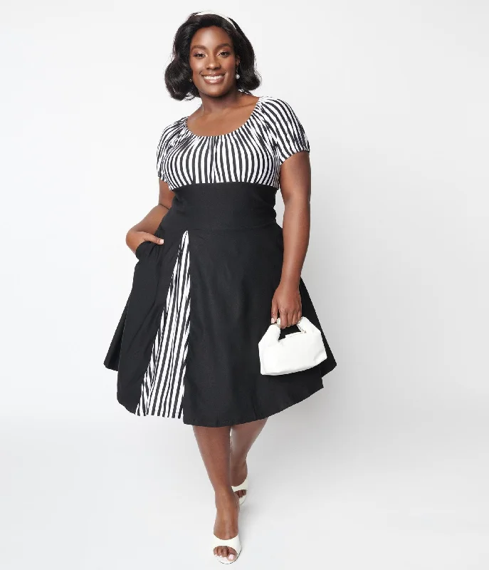 Black & White Striped Swing Dress