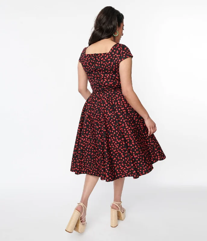 Magnolia Place Black & Cherry Anna Swing Dress