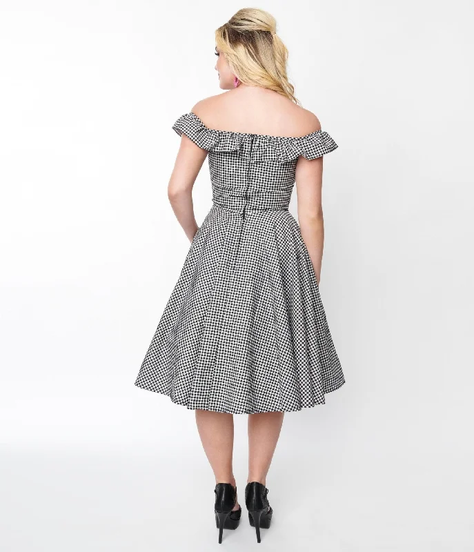 Magnolia Place Black Gingham Barbara Swing Dress