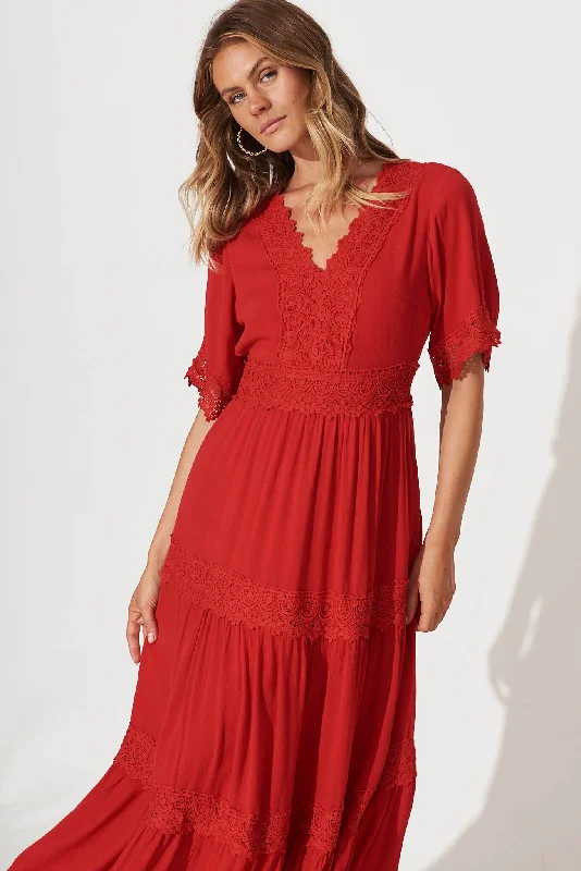 Mona Maxi Dress In Red