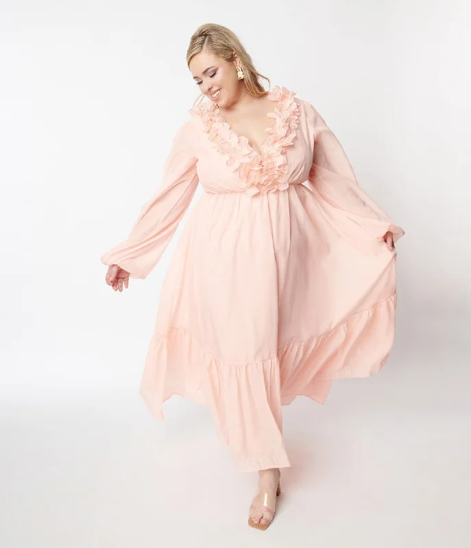 Peach Ruffled Maxi Dress