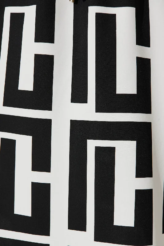 Rival Zip Dress In Black And White Geometric Print