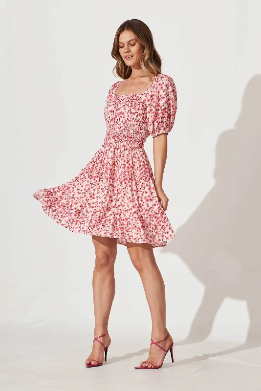 Rosalita Dress In Pink Ditsy Floral