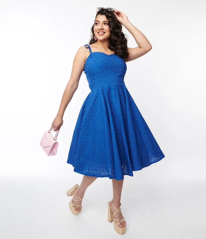 Royal Blue Eyelet Swing Sundress