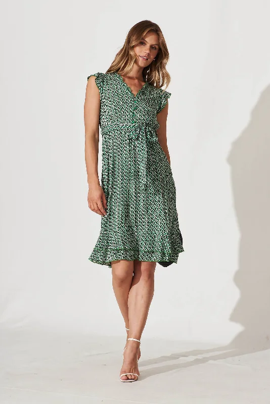 Wolverhampton Midi Dress In Green Multi Print