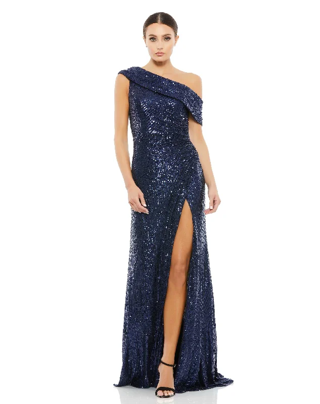 Sequined Drop Shoulder Gown