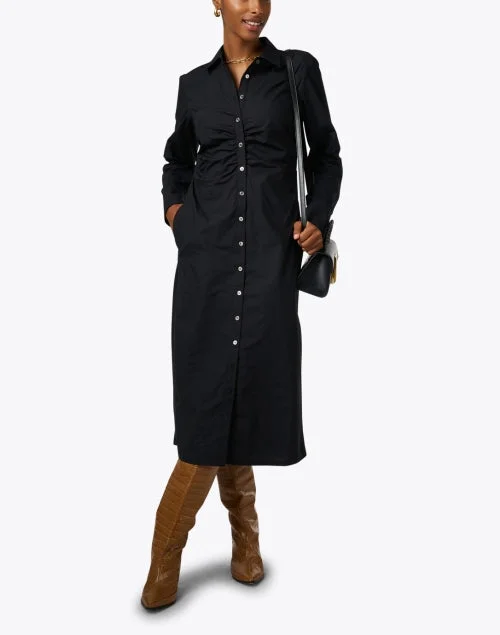 Banks Black Ruched Shirt Dress