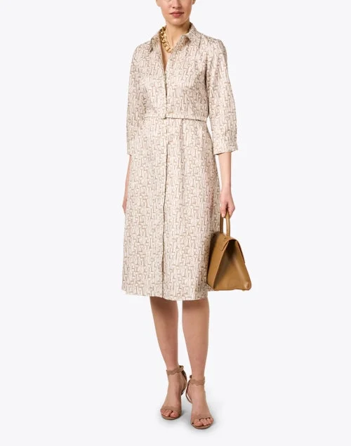 Beige Saddle Printed Shirt Dress