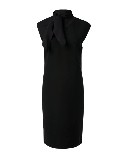 Black Tie Neck Sheath Dress