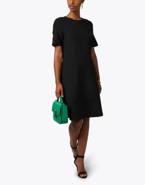 Black Wool Silk Sheath Dress