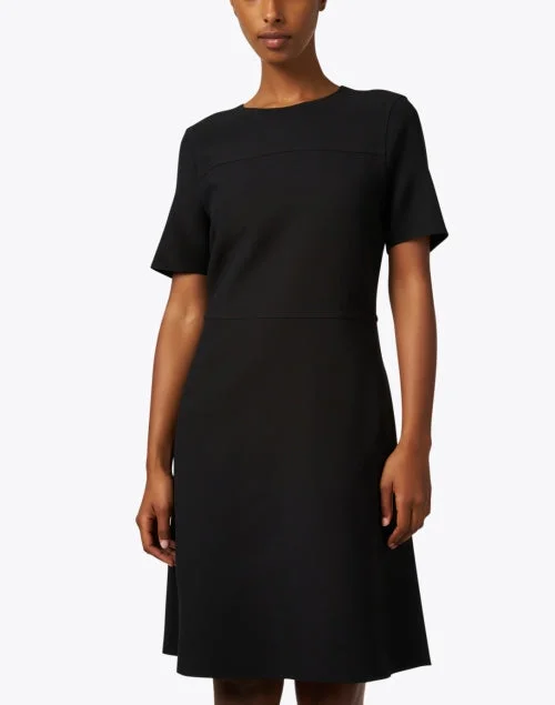 Black Wool Silk Sheath Dress