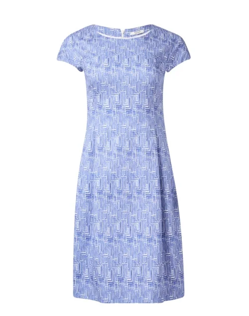 Blue and White Print Cotton Dress